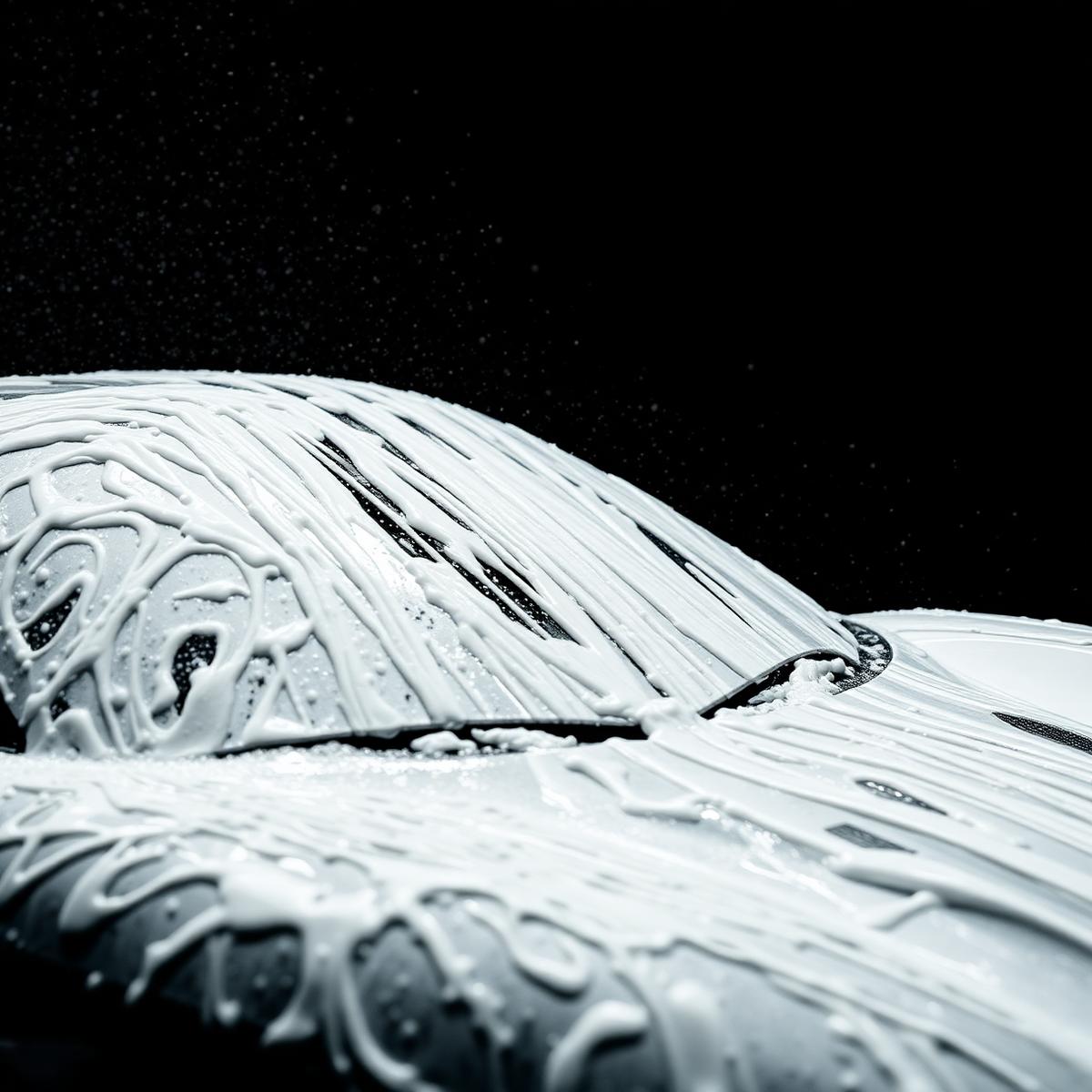 Car covered in thick detailing foam